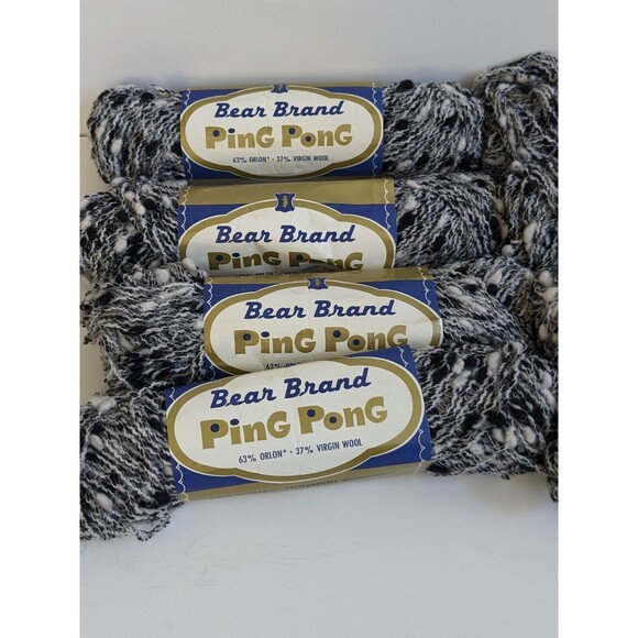 8 Skeins of Vintage Bear Brand Ping Pong Black White & Wool/Orlon Blend Yarn USA - Picture 8 of 9